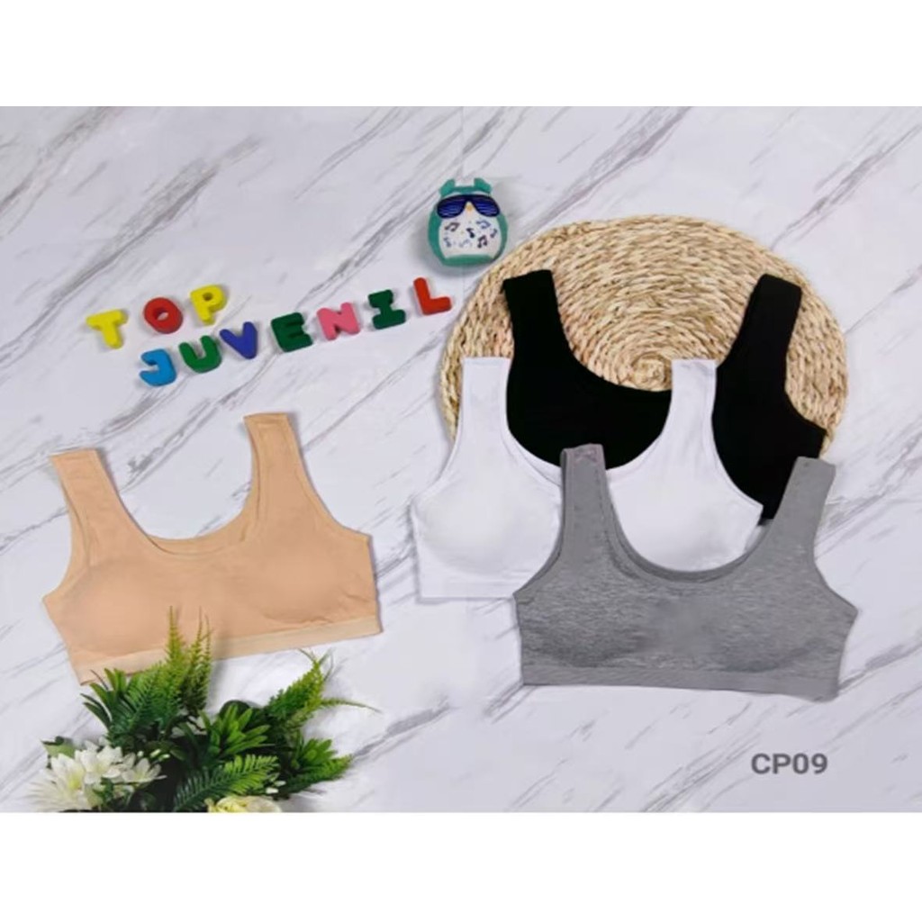 kit1a3 Sutiã esportivo respirável de algodão para jovens treinamento/escola,sutiã sólido de 8 a 15 anos cores aleatórias em Oferta na Shopee