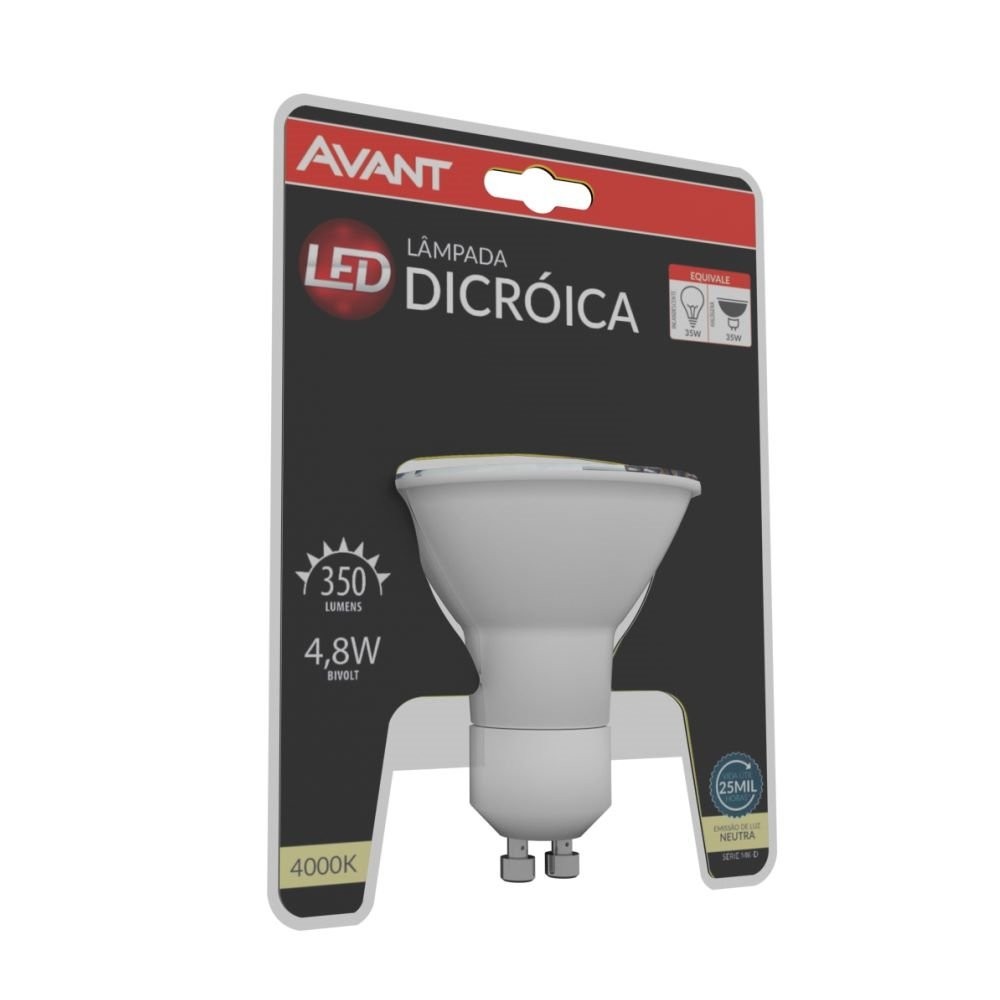 Lâmpada Led Dicróica Avant Deluxe 4,8W Branca GU10 4,0K - Home & Living
