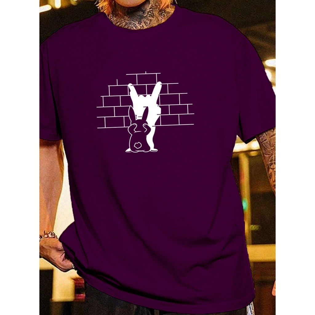 Camiseta Casual Estampada Coelho Blusa Oversized Estilosa Moderna Despojada Personalizada