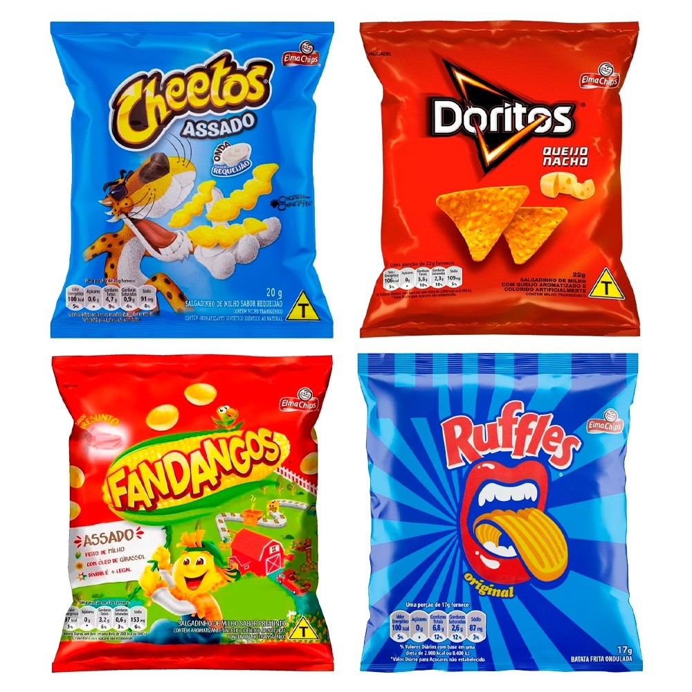 Kit 30  Salgadinho Elma Chips doritos ,batata ,cheetos ou fandangos