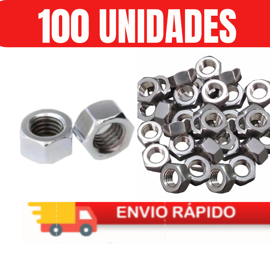 100 Peças Porca Sextavada 1/4" Zincada em Oferta na Shopee