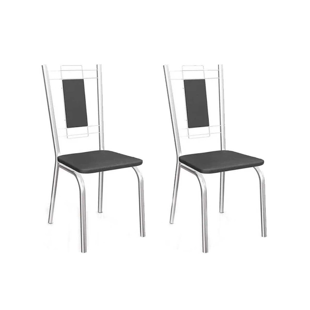 Cadeira Sala de Jantar Florença 2C005 Aço Kit 2 Uni Cromada/Preto 110 - Kappesberg - Home & Living