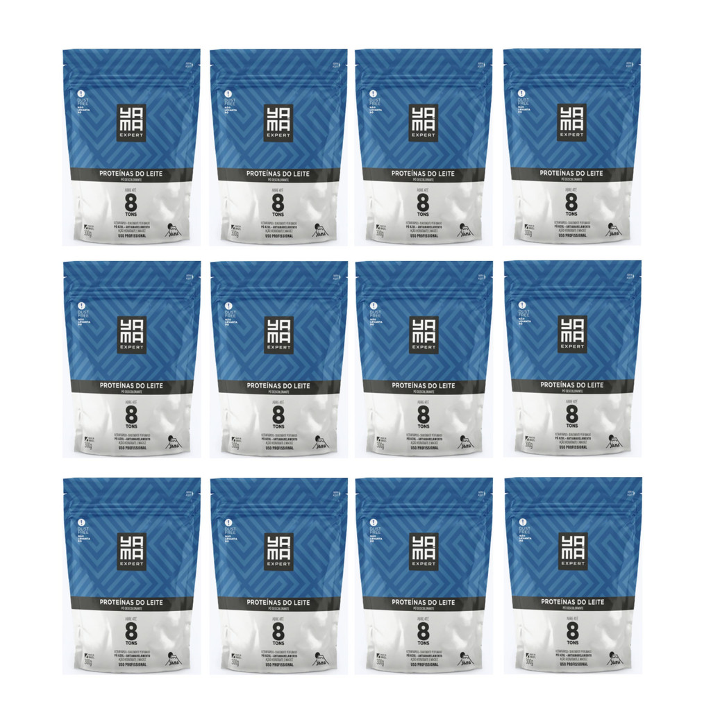 Kit Com 12 Pó Descolorante Proteínas do Leite Yamá 300g