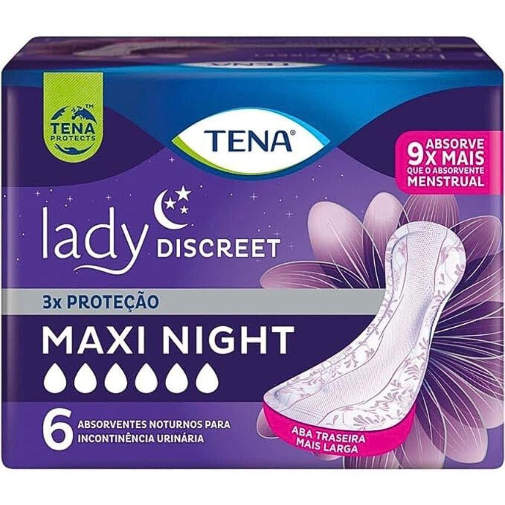 ABSORVENTE PARA INCONTINÊNCIA TENA LADY DISCREET MAXI NIGHT COM 6 UNIDADES