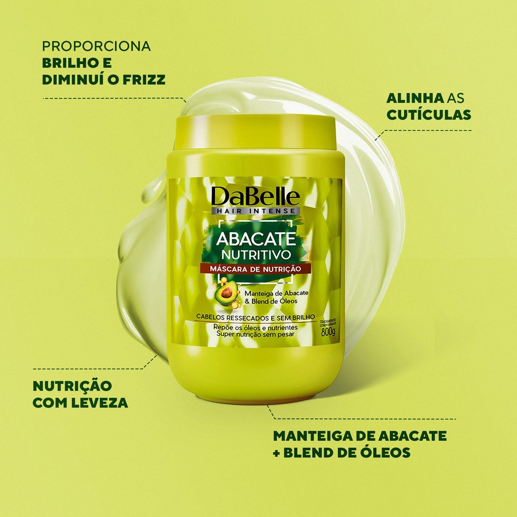Detalhes do DaBelle Hair Máscara Abacate Nutritivo 800g