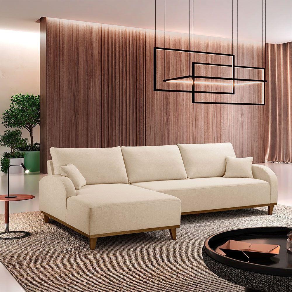 Sofá Albano Linho 300cm Chaise Lado Esquerdo Meu Sofá Online A294 Linho Creme