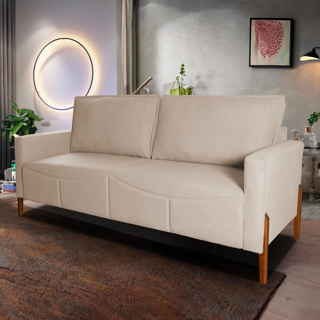 Sofá Living Florença 2,10m Bouclê Bege - King House em Oferta na Shopee