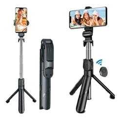 Bastão de selfie telescópico Bluetooth com controle remoto para celular com suporte de tripé com luz para selfie