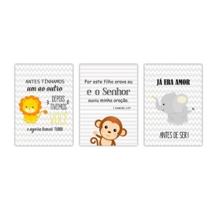 Placa Quadro Decorativo Infantil Bebe Safari Menino 20x30 Já Era Amor