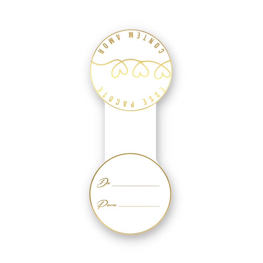 Lacre Adesivo "Esse Pacote Contém Amor" - Ref.2041 - Hot Stamping - Dourado  - 30 unidades - Stickr - Rizzo