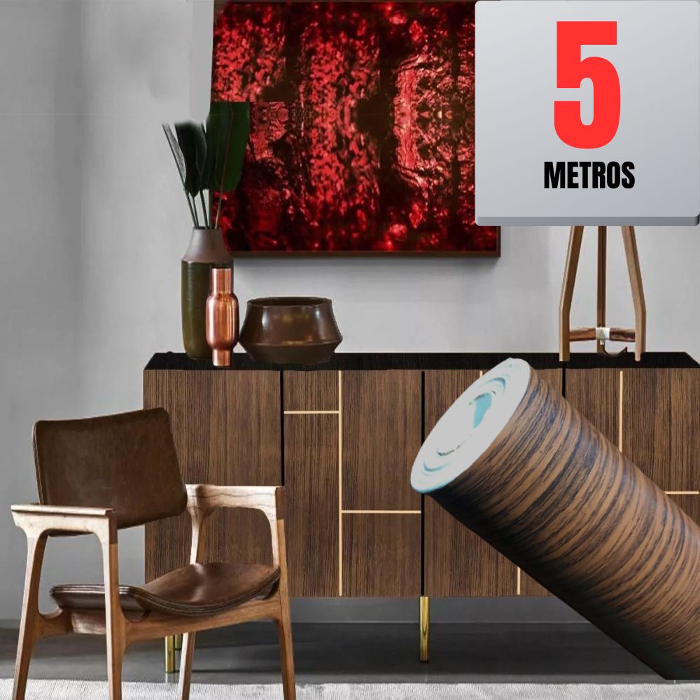 Papel de Parede PREMIUM Madeira Tabaco 5m x 45cm Adesivo Autocolante Móveis e Parede