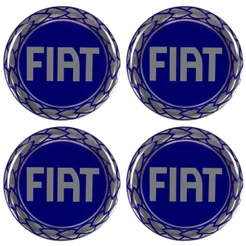 Jogo Emblema Calota Cromado Azul Liso 48mm Fiat 2003 a 2006