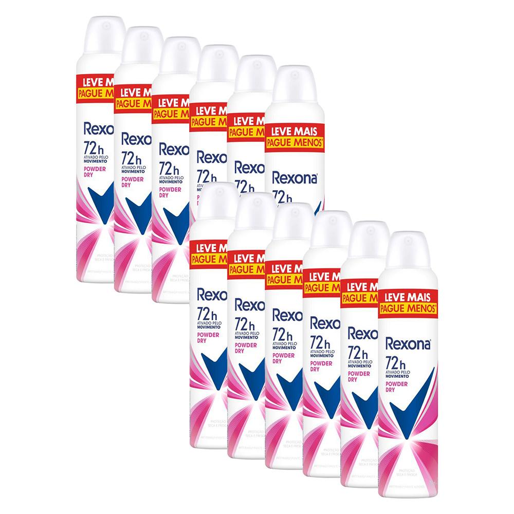 Kit com 12 Desodorantes Antitranspirantes Aerosol Feminino Rexona Powder Dry 72 Horas 250ml em Oferta na Shopee