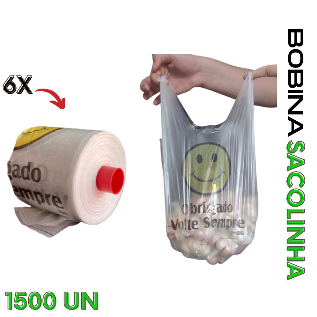 Bobina Sacolinha 39x50 c/ 1500 unidades Bobina Estrela Picotada Hortifrúti Para Frutas e Verduras Sacola plástica