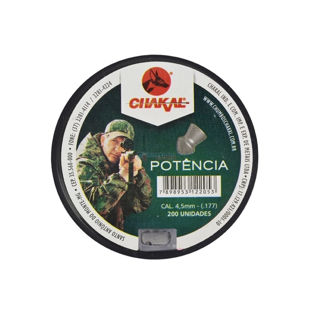 CHUMBINHOS CHAKAL POTENCIA 4,5MM em Oferta na Shopee