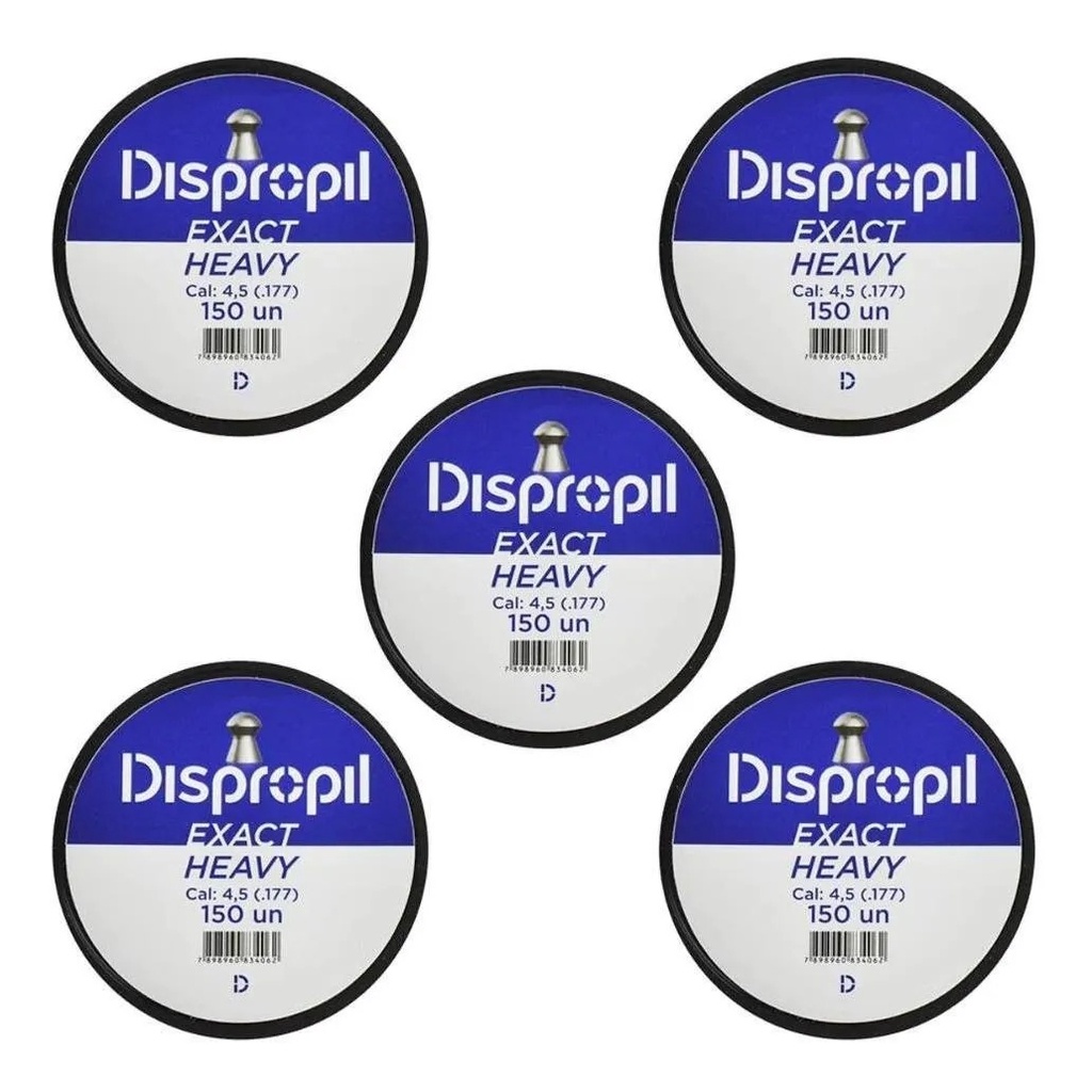 kit 5 Chumbinho Dispropil Exact Heavy 4.5mm 150un - Sports & Outdoors