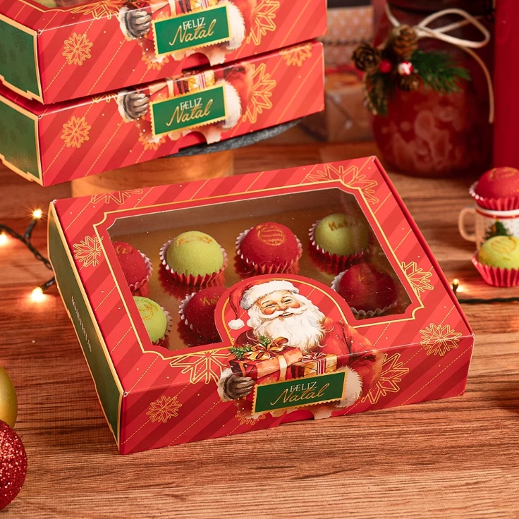 10 Caixa para 12 ou 20 Doces com visor + berço 12 doces NOEL 3673 (JANGO NATAL 2025) - Stationery