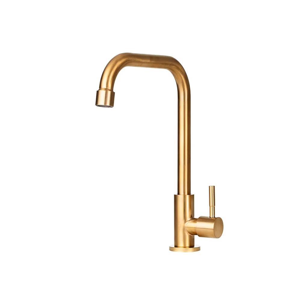 Torneira Para Cozinha Em Aço Inox 304 Escovado Tinguá Pingoo Dourado em Oferta na Shopee