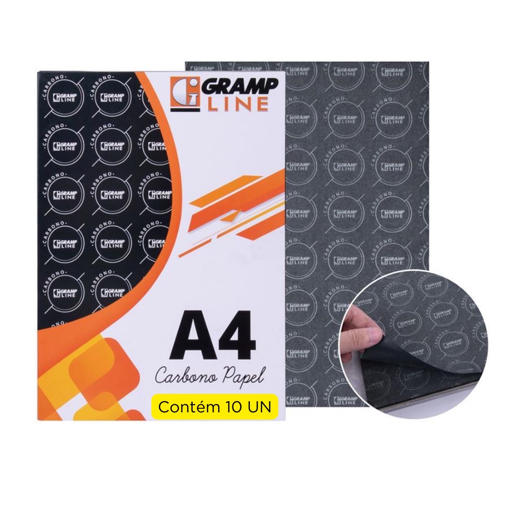 Papel carbono GRAMP LINE azul e preto A4 10F