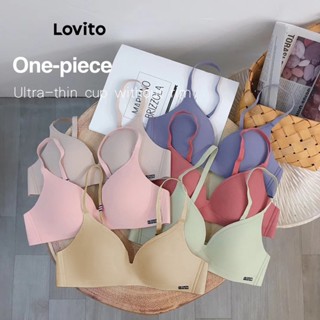 Lovito Casual Bralette Feminino Liso Básico de Alcinha LNA24197 (Damasco/Rosa/Verde/Azul/Preto)
