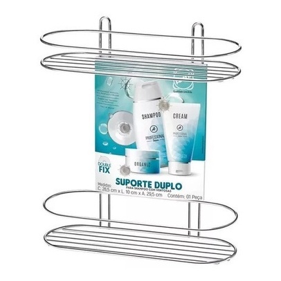 Detalhes do Suporte Porta Shampoo Sabonete Com Ventosa Banheiro Box Cromado Arthi