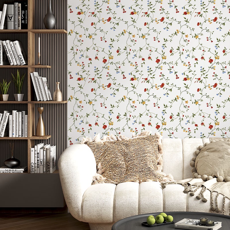Papel de Parede Adesivo Arabesco Floral Com Fundo Branco 2,5m