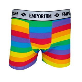 Cueca Boxer Arco Irís Masculina Listrada Box Bandeira LGBT com Forro de Algodão