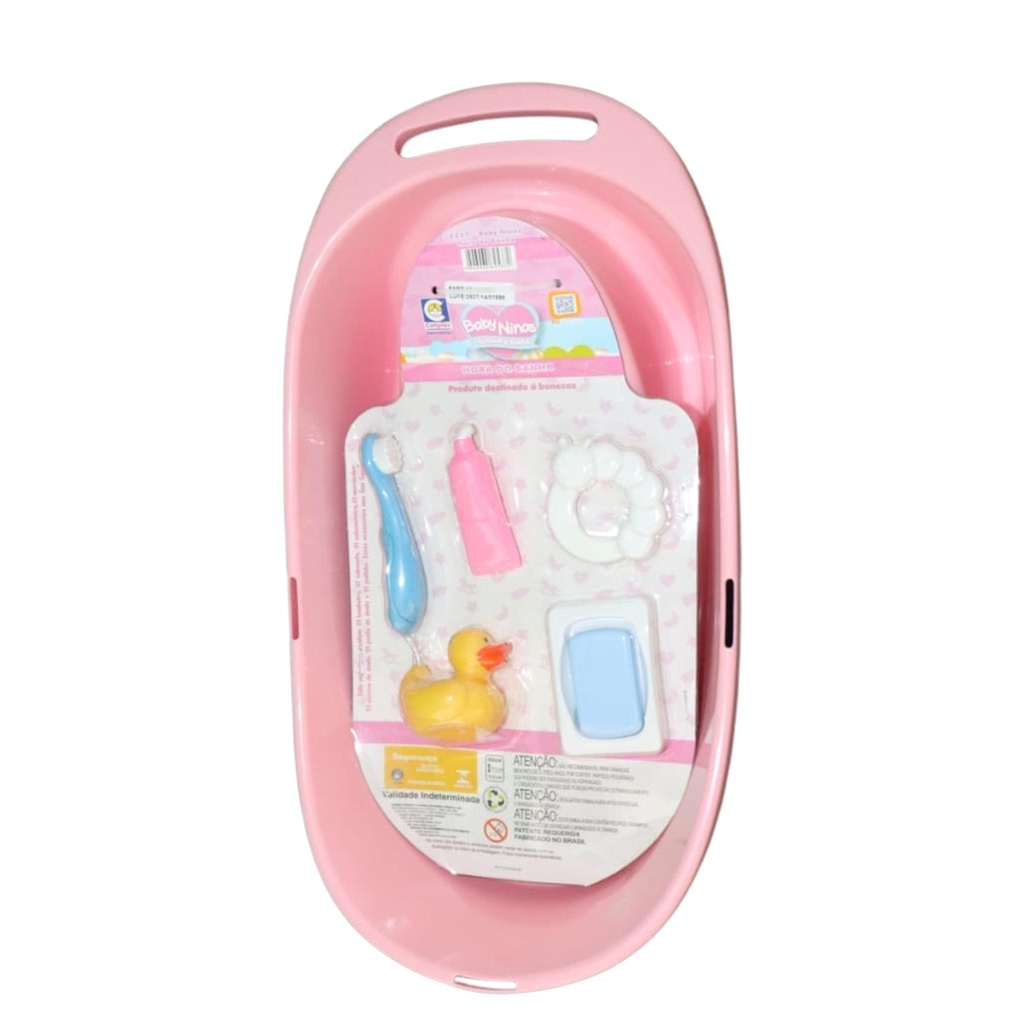 Boneca Baby Ninos Banho 41cm Cotiplas 2537 c/ Banheira, Acessórios e Cores Sortidas +3 Anos em Oferta na Shopee
