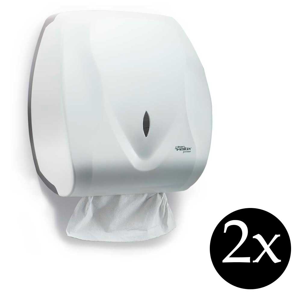 Conjunto 2 dispenser toalheiro suporte porta papel toalha interfolha dispenser toalheiro Premisse Velox banheiro condominio bar academia lavabo branca