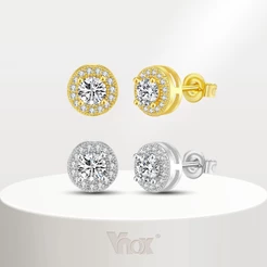 Brincos Vnox Round Zircon Cubic Unisex Unisexo Para Mulheres Homens , Ouro 18K Brilhante Hipoalergênico Acessórios Jóias Presente