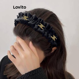 Lovito Tiara Vintage Com Letras Metálicas Plissadas Caveira Alta Retrô Borda Larga Para Mulheres LFA10422