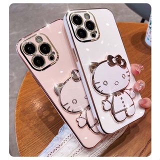 Bonito Hello Kitty Espelho Suporte Caso Para iPhone 16 15 11 12 13 14 Pro Max Mini XR XS X 8 7 6 14 15 16 Plus SE 2020 em Oferta na Shopee