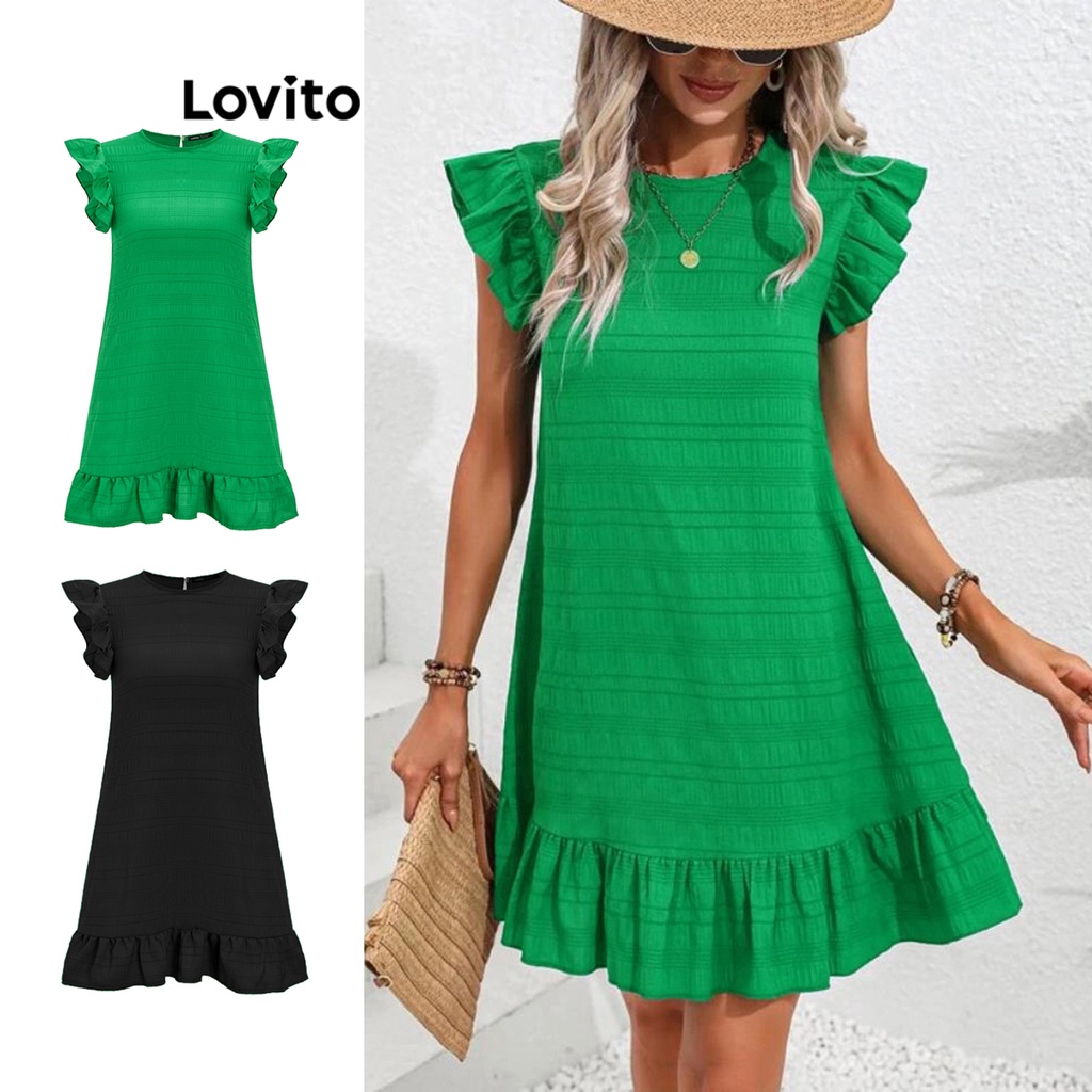 Lovito Vestido Elegante Com Bainha Com Babados Para Mulheres LBE03150 (Multicolorido)
