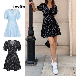 Lovito Vestido com Estampa Floral Ditsy para Mulheres L62ED150 (Multicolorido)