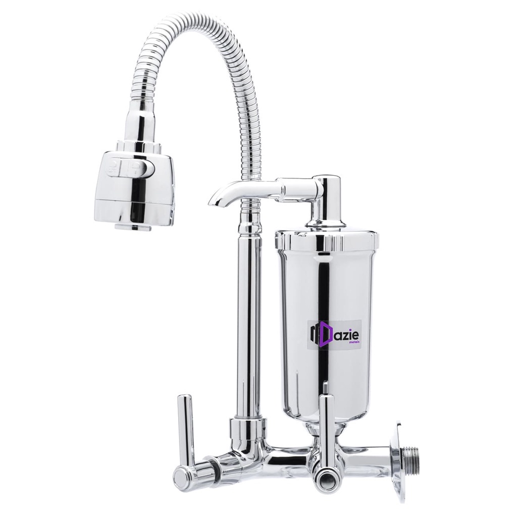 Torneira Dazie Metais Com Filtro Gourmet Flexivel Carbon Block Agua Pro Saúde Blindado Abs 1/4 de Volta Arejador Parede