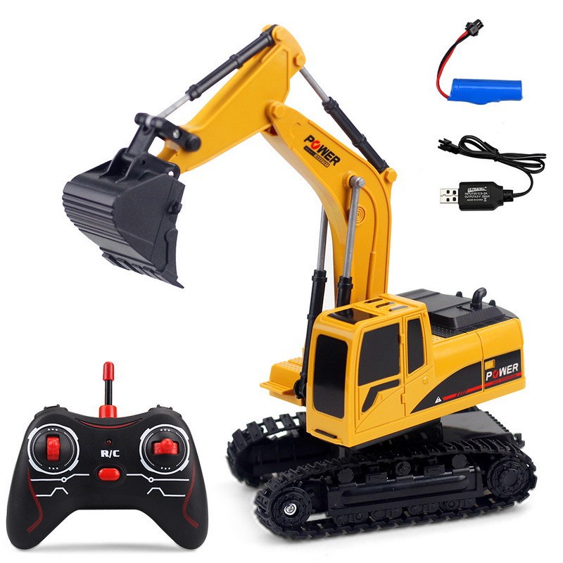 Alloy Bulldozer 2.4G Escavadeira Sem Fio De Controle Remoto Para Carro Com Iluminação Música Kids Electric/Metal Car Truck/Boy Toys/Crianças Gift em Oferta na Shopee