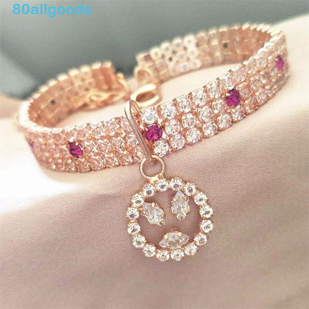 ALLGOODS1 Colares Para Gatos Requintados Brilhantes Com Strass Completo Pingente De Três Fileiras Acessórios Cães em Oferta na Shopee