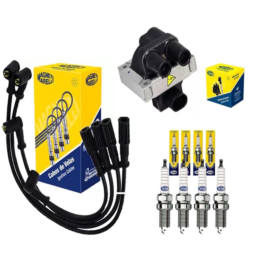 Kit com 1Bobina Cabos e Velas Palio 1.0 1.3 8v fire 2001 CVMT0602+K6RFMM+0780002010 em Oferta na Shopee