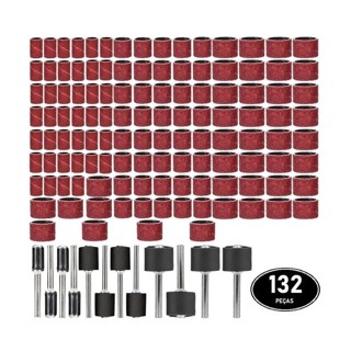 Kit Micro Retifica 132 Pçs Lixas Tubo + Mandril 1/4 1/2 3/8