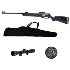 Carabina Espingarda Rifle de Pressão Jade Pro Nitro Preta 6.35mm - CBC + Luneta 4x32 + Acessórios