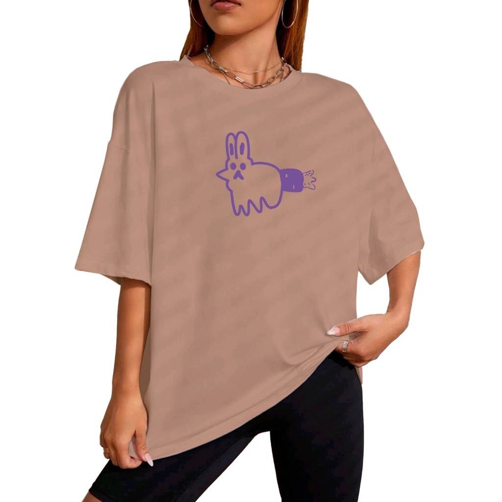Camiseta Despojada Oversized T Shirt Casual Estilosa Blusa Estampada Coelhinho Cenoura 