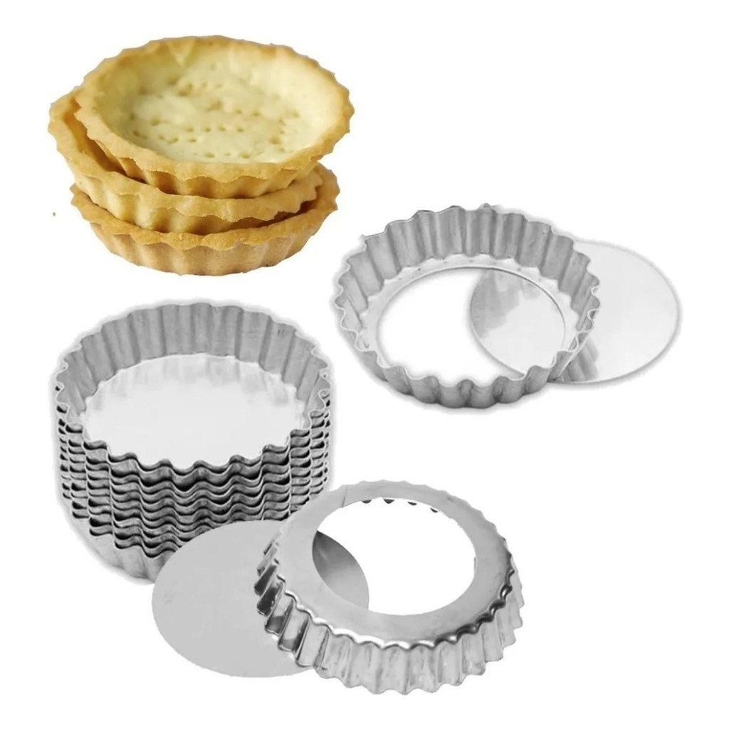 Formas Crespa Mini Tortas Fundo Falso Alumínio Nº 7 Cor Cinza