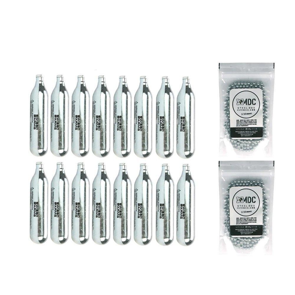 Kit 15 Cilindros Co2 12g + 600unds Esferas De Aço 6mm em Oferta na Shopee