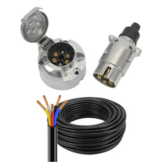 Kit Tomada Engate Reboque 6 Polos Completo Cabo PP 5 Vias 1mm² Alumínio Carretinha Macho Fêmea em Oferta na Shopee