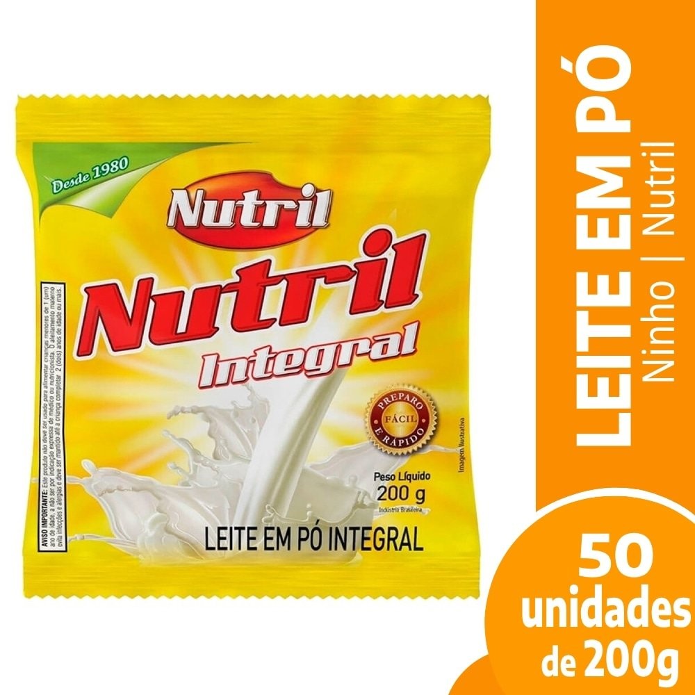 Leite em Pó Nutril Integral 200g - Embalagem com 50 Unidades