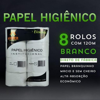 Papel Higiênico Rolão Institucional Big Grande Branco C/8 Rolos em Oferta na Shopee