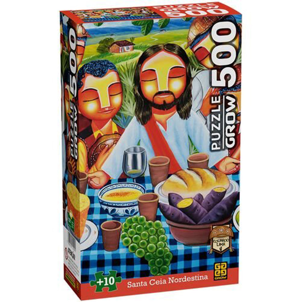 Quebra Cabeça Puzzle Horizontal Jogo 500 Peças Santa Ceia Nordestina Jesus Imagem Quadro Arte Grow