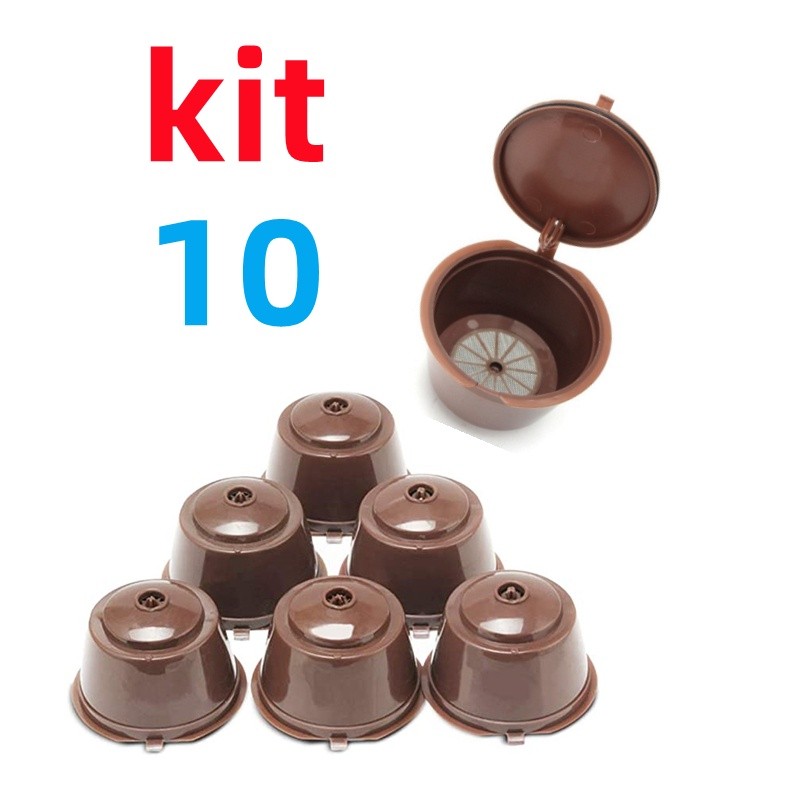 KIT COM 10 Cápsulas, Refil Reciclável e Reutilizável para Cápsula Dolce, Gusto Reutilizável