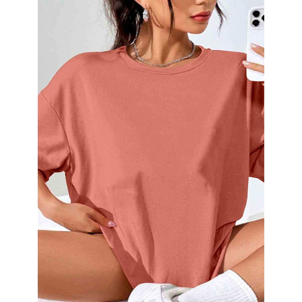 Camiseta Feminina Larga Moderna Confortável Casual T Shirt Aesthetic Tumblr Blusa Básica Oversized