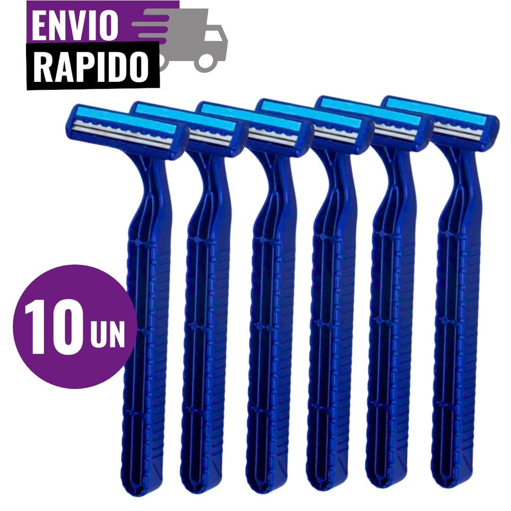 Kit 10 Barbeador Aparelho De Barbear Descartável 2 Lâminas Com Fita Lubrificante